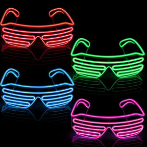 led冷光线发光蹦迪眼镜 酒吧表演唱会荧光棒玩具道具百叶窗眼镜