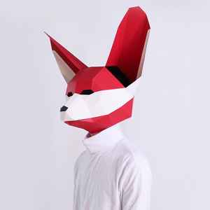 002人付款淘宝狐狸面具 和风手绘日式玉面妖狐/猫头饰配流苏 cosplay