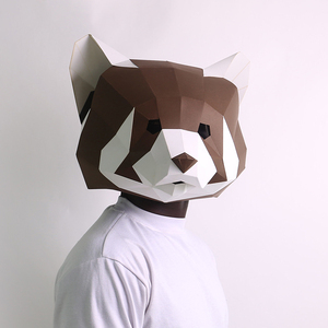 创意小熊猫泰迪熊动物纸模头套 面具 手工diy 学生儿童大全活动道