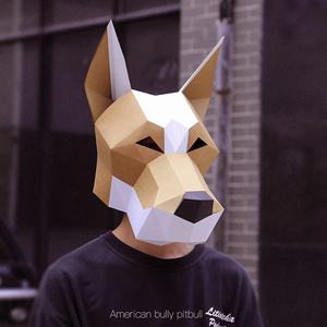 创意手工狗头恶霸犬凶狠动物表演拍照纸模ins头套抖音全脸diy面具