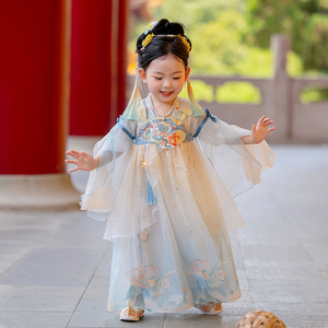 汉服女童秋装宝宝中国风超仙气襦裙小女孩中秋玉兔连衣裙儿童唐装