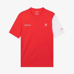 现货z zegna x maserati/联名款拼色风玛莎拉蒂海神三叉戟短袖t恤
