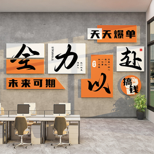 办公室墙面装饰公司企业文化背景形象设计团队励志标语布置墙贴纸