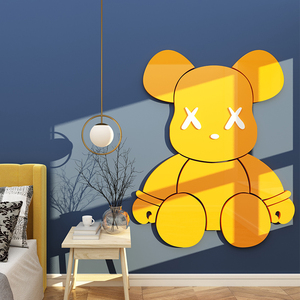 网红暴力熊墙贴画儿童房间装饰客厅电视沙发背景墙男女孩卧室布置