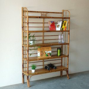 竹制简易书架置物架落地货架简约学生经济型收纳竹艺多层竹子书柜