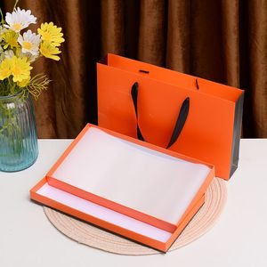 橙色丝巾丝绸包装盒 长方形天地盖小方巾丝帕 礼品盒批发定制LOGO