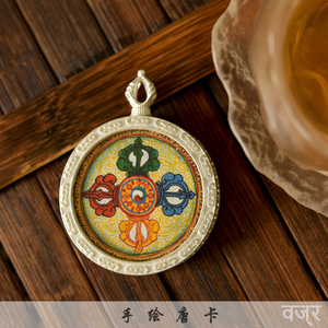 尼泊尔手绘唐卡 金刚杵手绘小唐卡 金刚杵吊坠订制包邮