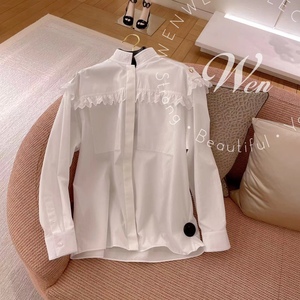 代购lv路易威登 22秋冬新款 女士 老花提花白色长袖衬衫0人付款8120