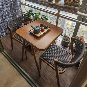 阳台小桌椅三件套组合现代简约椅子网红一桌两椅藤椅阳台休闲桌椅
