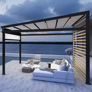 电动天幕户外家用遮阳棚伸缩阳光房玻璃房阳台遮雨棚隔热防晒雨棚