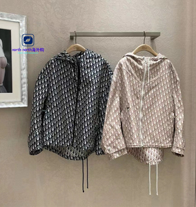 dior/迪奥 22fw新款满印提花字母logo老花连帽冲锋衣女风衣外套男