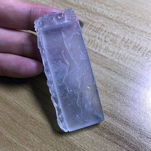 冰种a货缅甸翡翠挂件鉴定木那雪花棉梅花牌子厚装霸气吊坠男女款