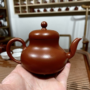 潮州明德园谢华监制朱砂泥红玫瑰梨型壶手拉壶紫砂壶朱泥壶大红袍