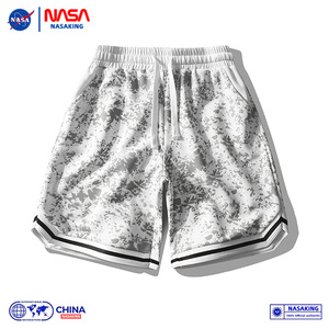 NASA联名休闲五分短裤男雪山白潮牌泼墨迷彩青少年篮球运动透气夏