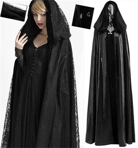 万圣节披风蕾丝风帽哥特复古巴洛克女巫cos服装女化装舞会演出服