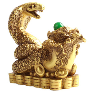 玄众阁 白菜蛇摆件铜蛇像金属蟒蛇形十二生肖蛇饰品酒柜金蛇属相