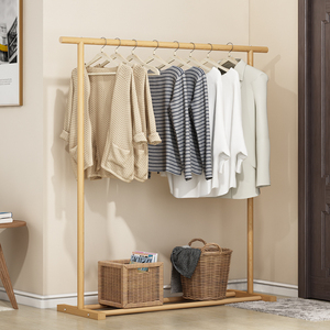 实木衣帽架落地卧室内单杆式挂衣架家用简易晾衣服架子收纳置物架