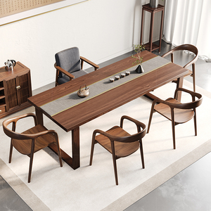新中式禅意实木茶桌椅组合一体1米8会客茶桌泡茶喝茶桌简约套装