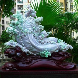 春带彩超大件正品天然翡翠玉石雕刻白菜摆件升官发财 配珠宝证v5