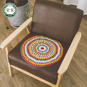 手工钩针钩花圆坐垫 森女系毛线牛奶棉椅子垫 田园风格圆抱枕套