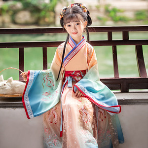 女童汉服2022春装两件套古装小女孩唐装古风大袖衫演出服超仙襦裙