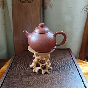 80年代宜兴紫砂壶 水平壶 老红泥 梨型壶  小煤窑朱泥小品壶