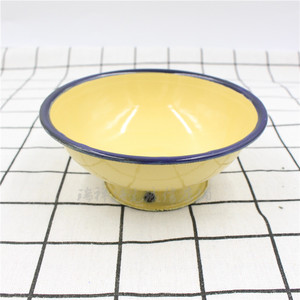 老工艺搪瓷碗老式黄碗怀旧主题餐厅专用火锅店饭店复古黄色搪瓷碗