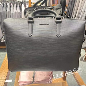 jj美国代购 zegna杰尼亚 男士黑色牛皮手提包公文包lhjak