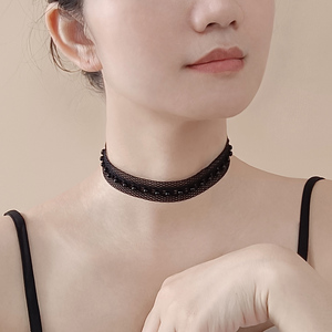 2023新款流行韩版网红脖带优雅脖子饰品颈带个性蕾丝穿珠项圈围脖