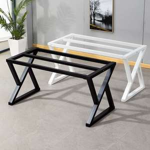 时尚办公桌腿餐桌脚书桌会议桌岩板碳素钢支架铁艺黑色茶几架