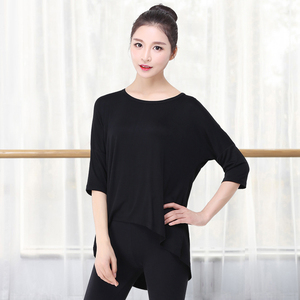 舞蹈服女上衣夏季中袖宽松莫代尔练功服现代拉丁古典舞跳舞形体服