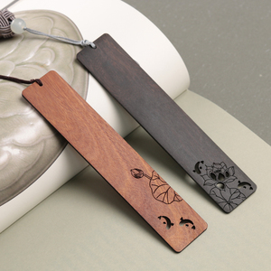 精美复古典中国风红木制镂空书签 手工文艺学生用小清新黑檀木质荷花