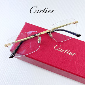 正品Cartier卡地亚新款眼镜框CT0349O无框合金光学近视眼镜架男女