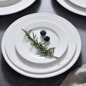陶瓷平盘高级感西餐牛排盘自助餐盘子潮州白瓷平盘意面碟餐厅餐具