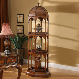 格澜帝尔鸟笼柜角柜实木酒柜欧式客厅圆形陈列展示柜欧式置物柜