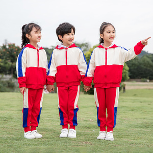 儿 童儿园园服红色国服春秋班服三件套装小学生校服运动服棒球服