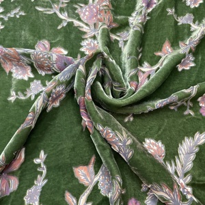 仿真丝烂花绒烧花丝绒布料大牌花型镂空连衣裙衬衫旗袍服装面料