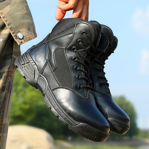 冬季作战训靴男加厚羊毛保暖棉靴防水耐磨战术靴真皮作战靴拉链鞋