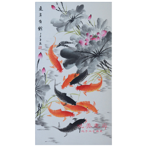 国画荷花真迹原稿