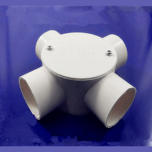 阻燃upvc32型圆四通盒四叉过路分线盒明装吊顶开关底盒20只装