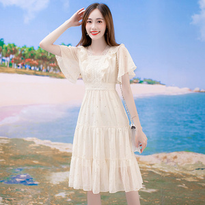 修身小清新女裙雪纺