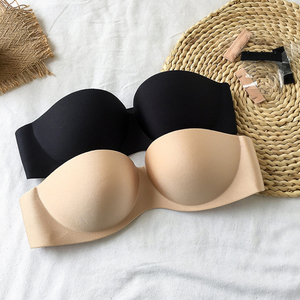 配吊带裙的文胸 露背没有带子的胸罩 无肩带夏季美背内衣女聚拢.