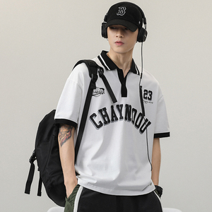仓石一树高端美式棒球polo衫男潮牌2022夏季新款翻领休闲短袖t恤