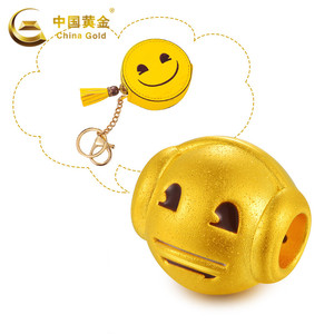 中国黄金emoji黄金转运珠手链自我系列小达人表情包手链足金吊坠