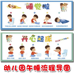 幼儿园午睡室提示图托管早教起床流程墙贴纸休息室装饰布置海报画