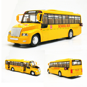 彩珀合金校车巴士大巴车客车公交车声光回力开门汽车模型玩具车模