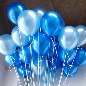12寸加厚蓝色珠光气球白色浅蓝色套餐结婚房生日布置装饰气球