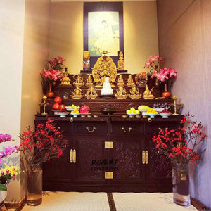 实木神龛花梨藏式佛龛密宗佛柜佛台财神两层神台家用供台三层供桌