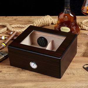 LUXFO朗佑雪茄保湿盒个性木纹雪茄烟盒子雪松木储存箱透明展示盒