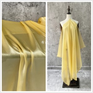 金黄色 水晶丝绸幻彩水光纱布料 细腻丝滑琉璃亮光网纱服装面料